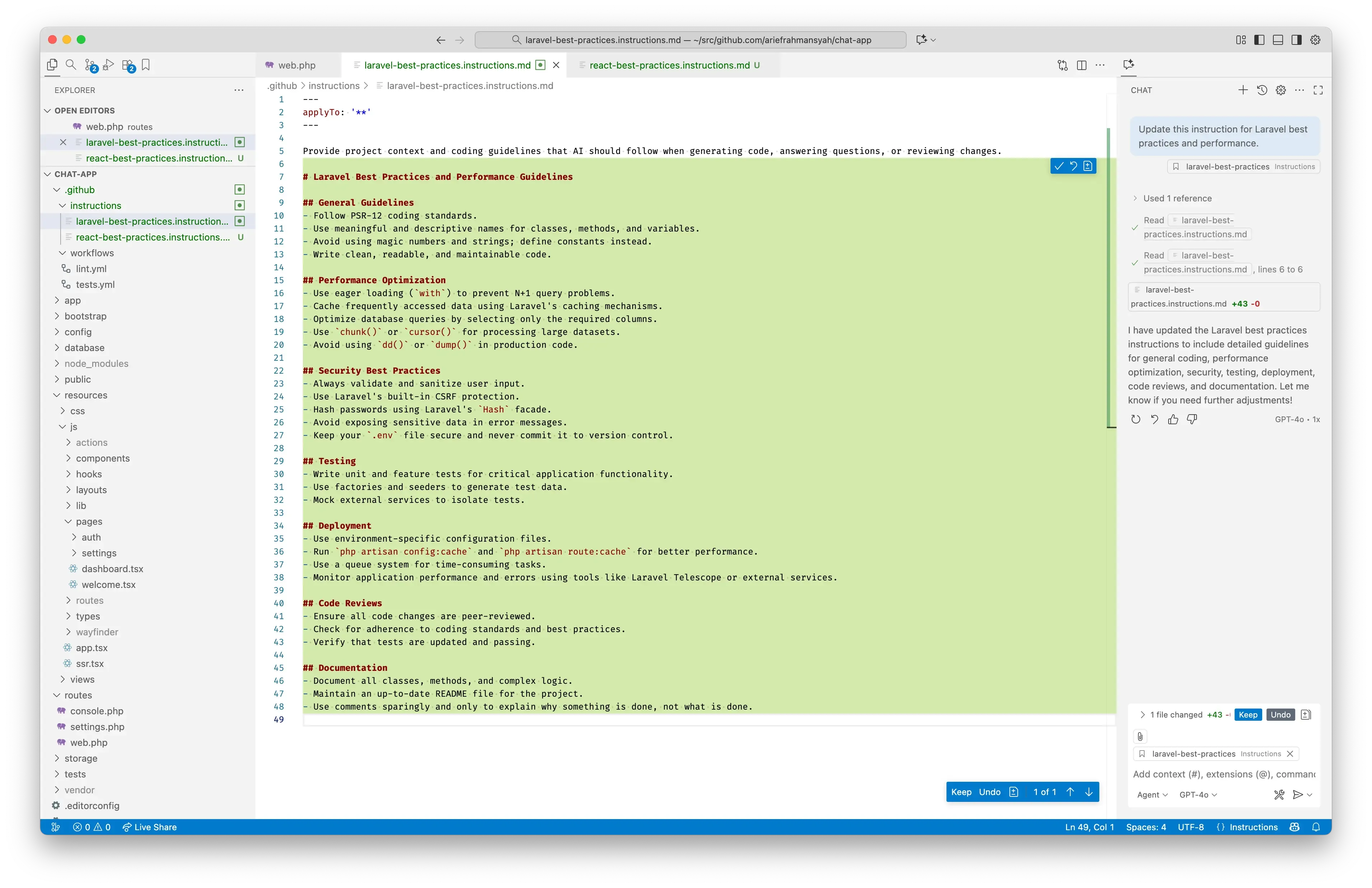 update instruction file